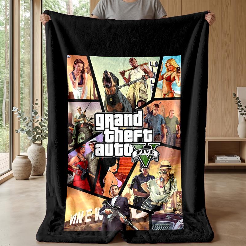 Coperta in Flanella Stampata Grand Theft Auto, Coperta Calda Accogliente e Delicata sulla Pelle per Divano, Letto, Uso Quotidiano Indoor