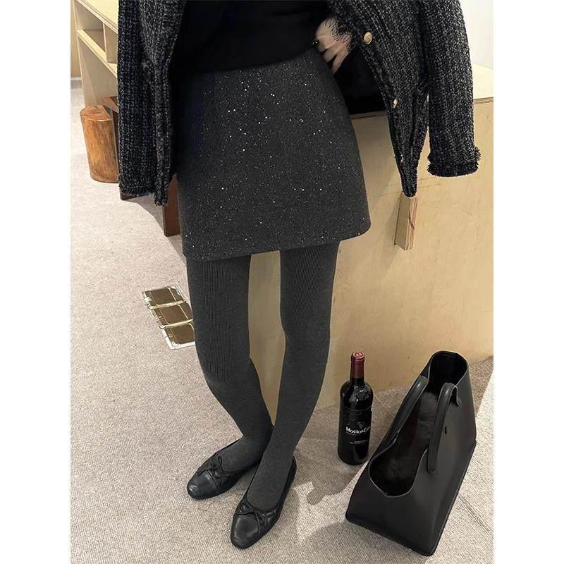 2026 Autumn High-Waisted A-Line Skirt for Petite Women – Anti-Exposure, Shiny Finish