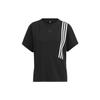 Neo Striped Round Neck Pullover T-Shirt Women Tops Black HM7423