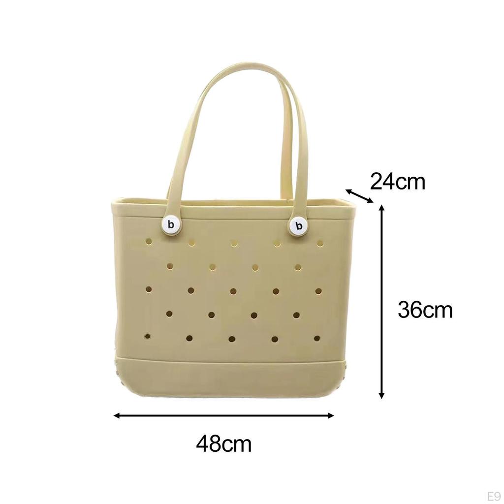 Beach Tote Bag Waterproof Open Hole Basket for Boat Outdoor Summer 38cmx32cmx13cm Green
