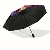 1pc Mask Art Automatic Open/close Folding Umbrella, Compact Portable Travel Umbrella, Perfect Birthday/Christmas, Cute Umbrella, Durable Con