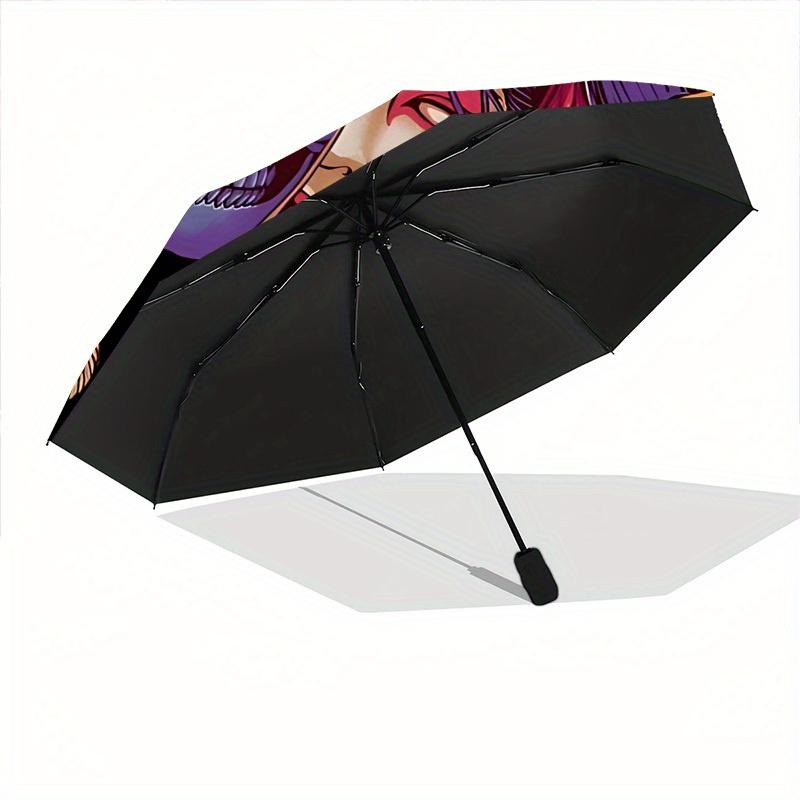 1pc Mask Art Automatic Open/close Folding Umbrella, Compact Portable Travel Umbrella, Perfect Birthday/Christmas, Cute Umbrella, Durable Con