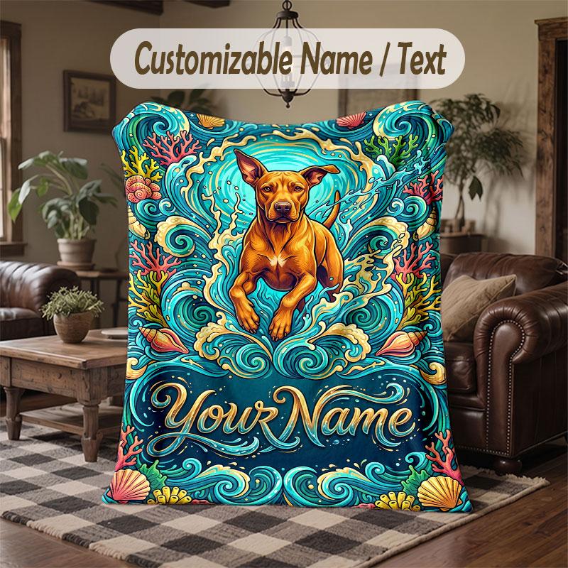 Mermaid Theme Throw Blanket Custom Name Text Personalized Blanket Soft Cozy Blanket for Home Sofa Bed