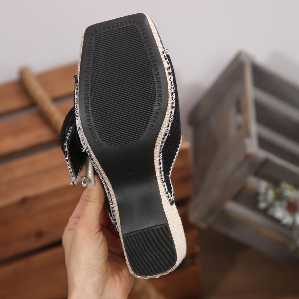 Fashion Sandals For Women'S Thick Heel Buckle Metal Buckle Slippers With Straight Strap Beach Sandal For Woman Casual Holiday