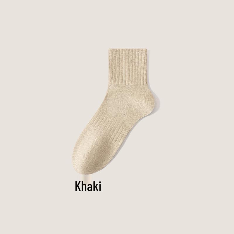 Men's Versatile Mid-Calf Cotton Socks - Sweat-Absorbing, Antibacterial, Odor-Resistant, Solid Color, Ideal for Autumn and Winter, Business Style.