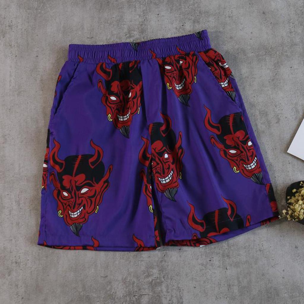 

(SU)Женские летние удобные шорты с принтом больших размеров, модные шорты с принтом M фиолетовый