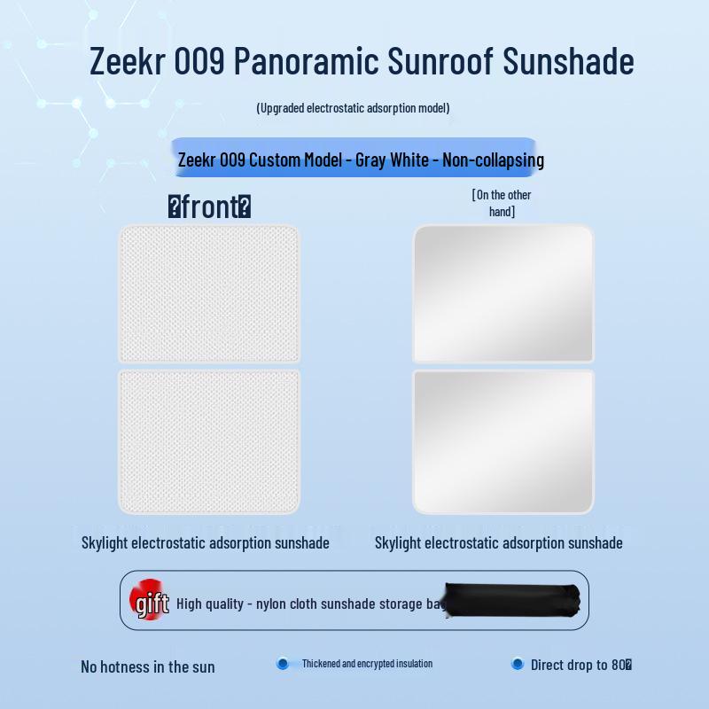 Zeekr 22 Model 009 Sunroof Sunshade: Heat Insulation & Privacy Protection, Opaque Design
