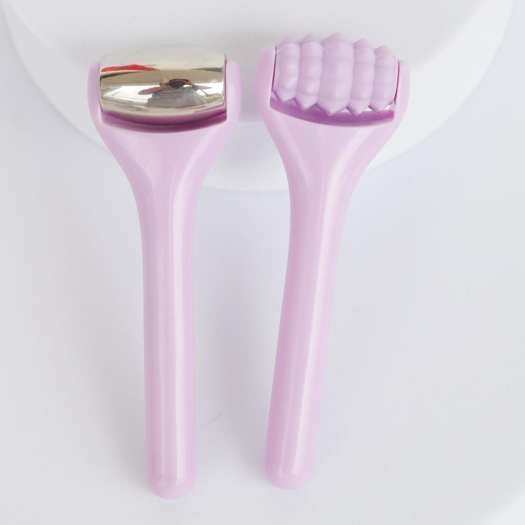 2pcs Facial Roller Set Stainless Steel Ice Roller & Silicone Massage Roller Face Icing Reduce Swelling Skin Massage Care Tools