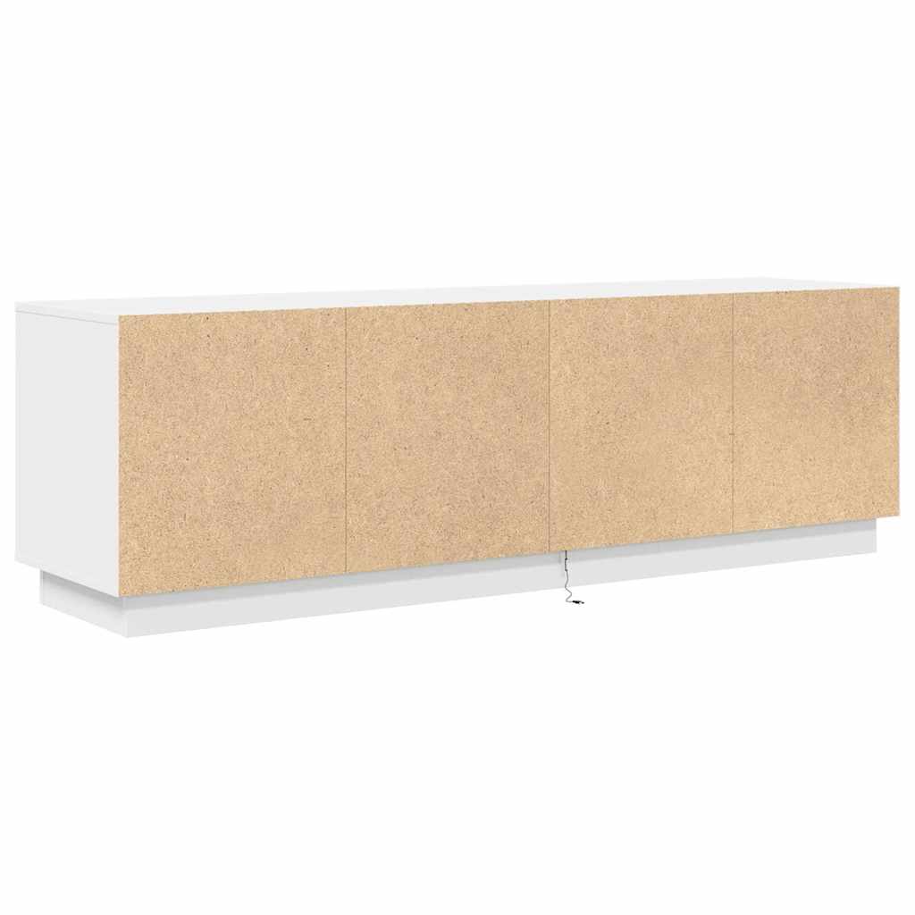TV Stand with LED Lights White 160.5x41x50 Cm