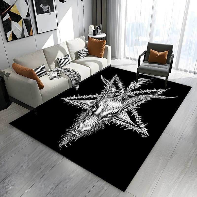 "Goat Head with Pentagram Design" Patterned Carpet a Non Slip Rug Suitable for All Seasons and Any Setting, Gift