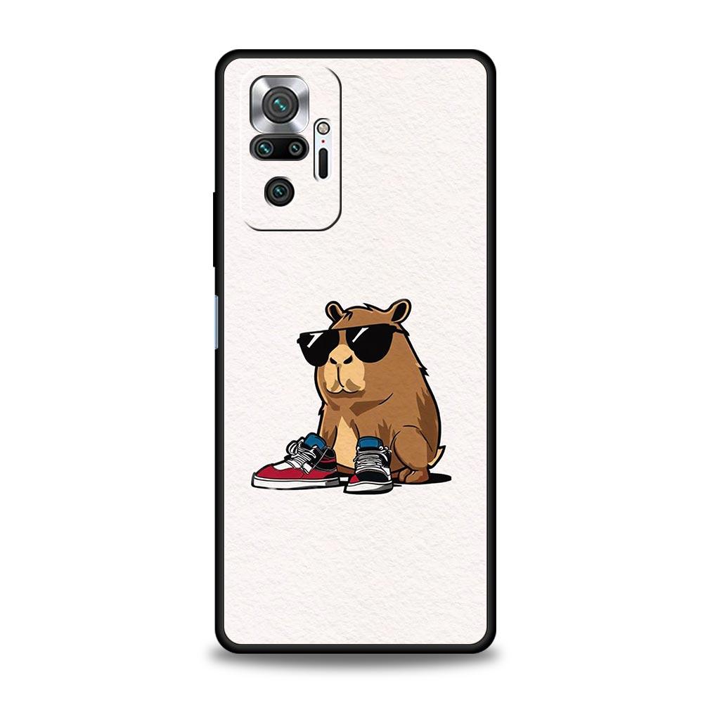 Phone Case For Xiaomi Redmi Note 13 12 5G 9S 9 8 10 11 Pro 9T 13C 12C 10C 9C 9A 7 Pro Soft Silicone Cover Cartoon Capybara