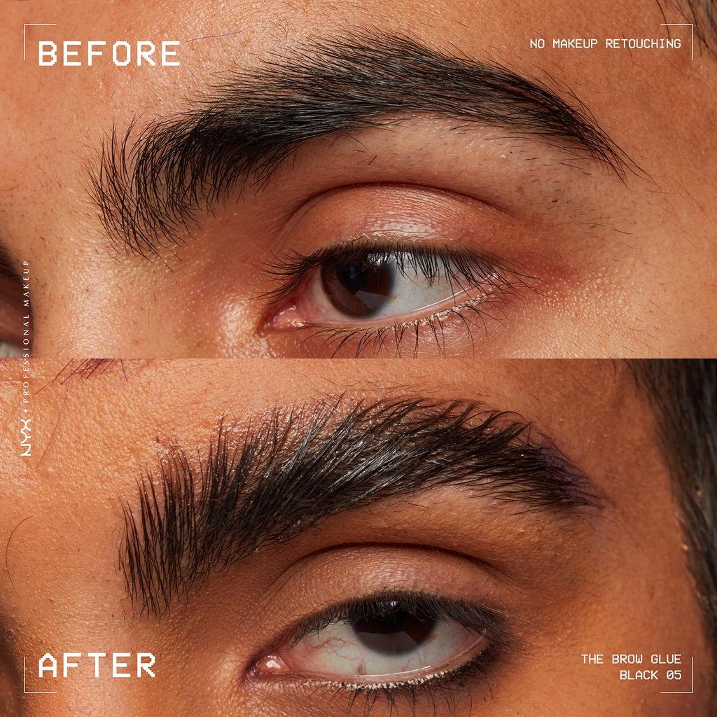 NYX PROFESSIONAL MAKEUP The Brow Glue, Extreme Hold Tinted Eyebrow Gel - Black