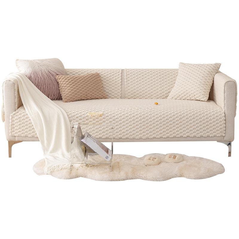 Plush Sofa Cushion Winter Thickened Non-Slip Cushion Simple Modern Solid Color Leather Wood Sofa Cover Cover Cloth