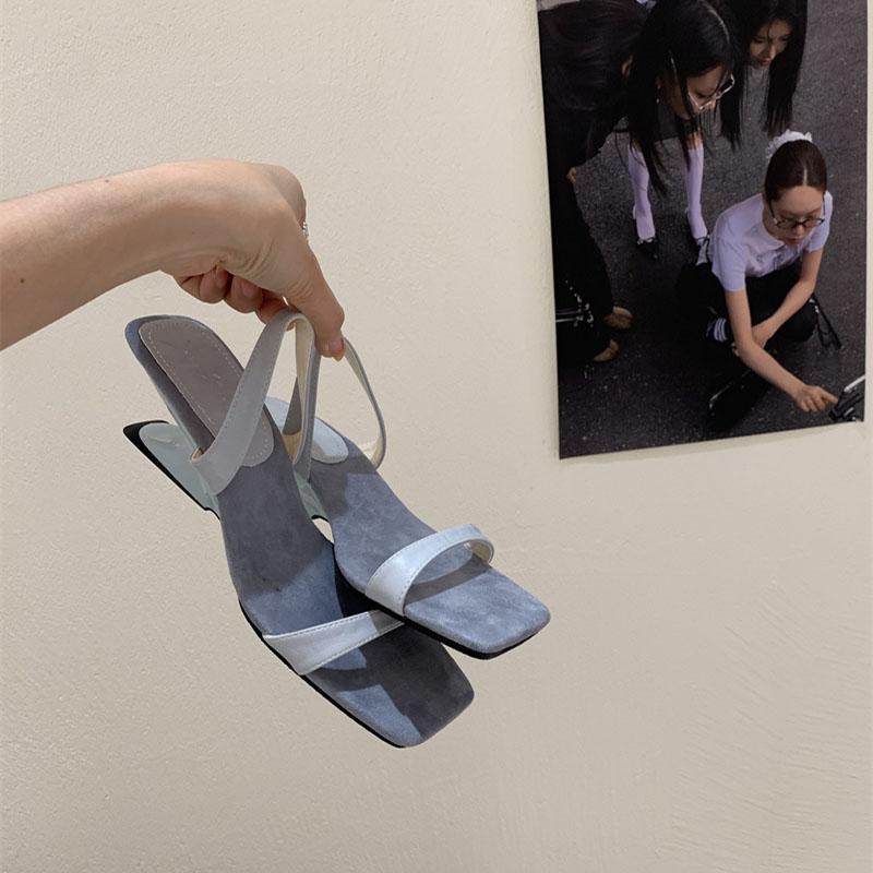 

Летние женские шлепанцы в ретро-стиле, необычного стиля, модные шлепанцы с открытым носком, женские повседневные сандалии-гладиаторы для вечеринок на открытом воздухе 35 синий