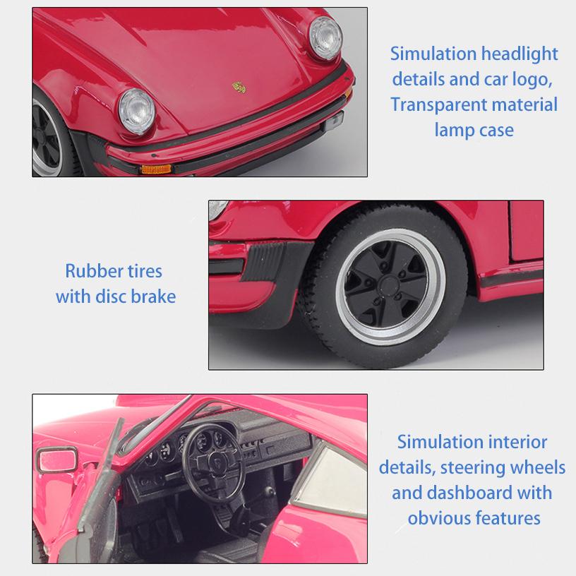 1/24 Scale Welly Porsche 911 Turbo3.0 Alloy Car Model Diecasts Metal Toy Vehicles Car Model High Simulation Collection Childrens Gifts