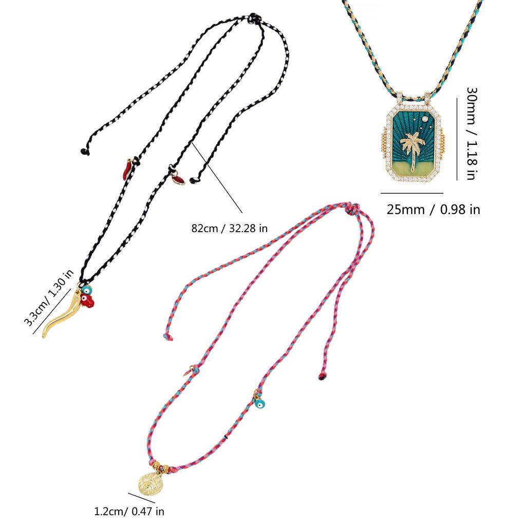 Stilvolle Baumwollseil-Halskette Künstlerische Baumwollseil-Choker-Halskette mit Pfeffer-Böses-Auge-Anhänger für Damen