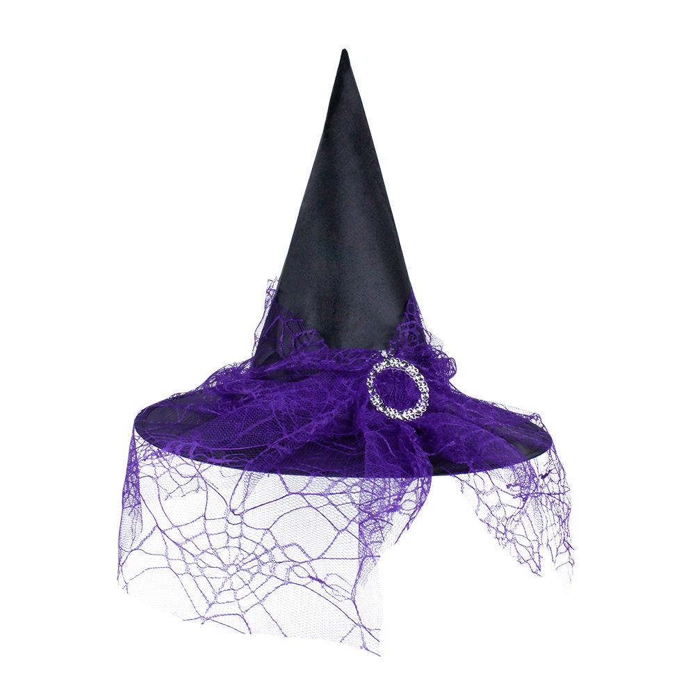 Cross-Border Halloween Witch Hat Gauze Headwear for Adult and Kids Cosplay