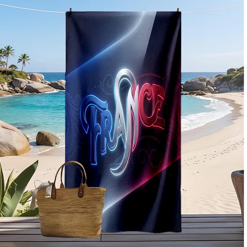 France Football Print Beach Towel Quick Dry Super Absorbent Soft Bath Towel for Swimming Beach Travel Fan Souvenir Gift