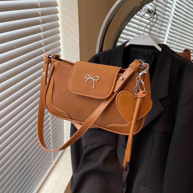 

Осенне-зимняя ретро-сумка из нубуковой кожи красного цвета с бантом на одно плечо, сумка через плечо, универсальные сумки для поездок на работу