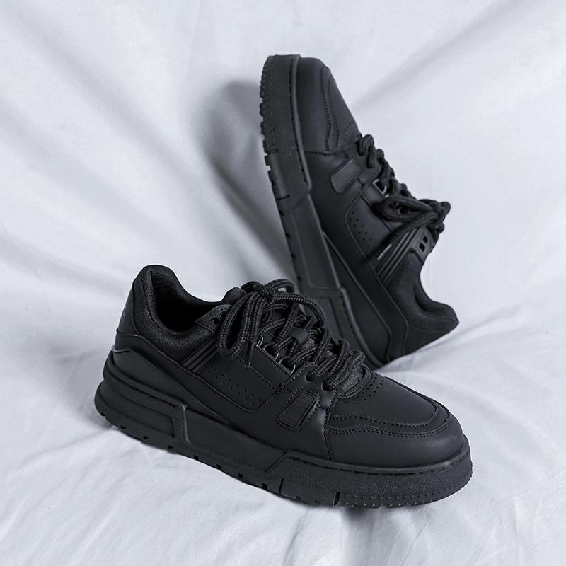 Youth Teenage Retro Leather Shoes Solid Color Men's Casual Sneakers Outdoor Male Skateboard Footwear Antiskid Man Treking Shoes