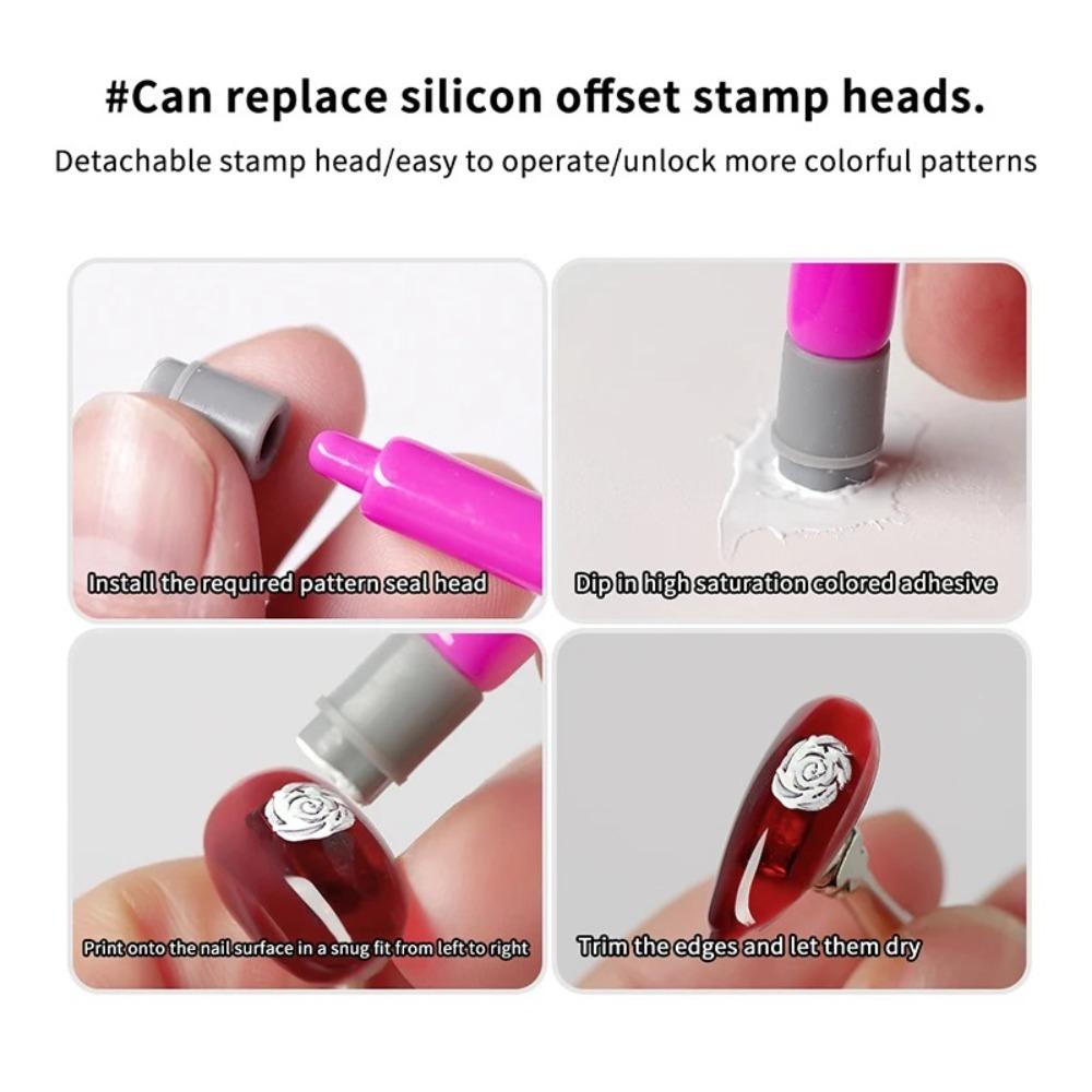 Non-Alcoholic Nail Template Easy  DIY Manicure Carving Mold Nail Art Stamp Pen  Manicure Tool