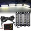 4pcs 6 Led Strobe Side Warning Lights 12V-24V Strobe Grille Flashing Lightbars Cars Truck Beacon Lamp Amber Traffic Lights White