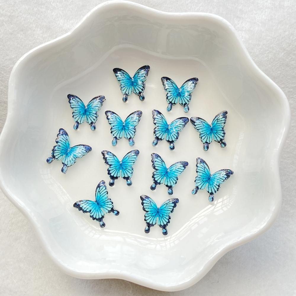50Pcs Cute Mini Cartoon Colorful Butterflies Nail Art Resin Designer Charms DIY Craft For Nail 3D Decorations Jewelry