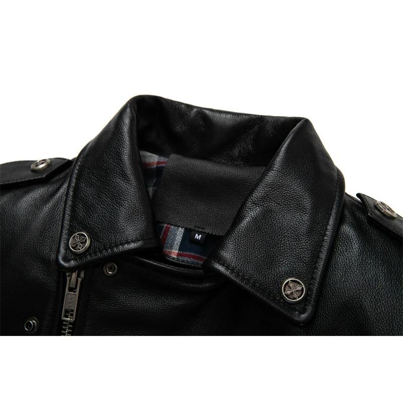 Giacca in vera pelle di vacchetta di taglia cinese da uomo, cappotto in pelle, abbigliamento da motociclista, abbigliamento da equitazione, giacca in pelle da motociclista alla moda autunnale da uomo