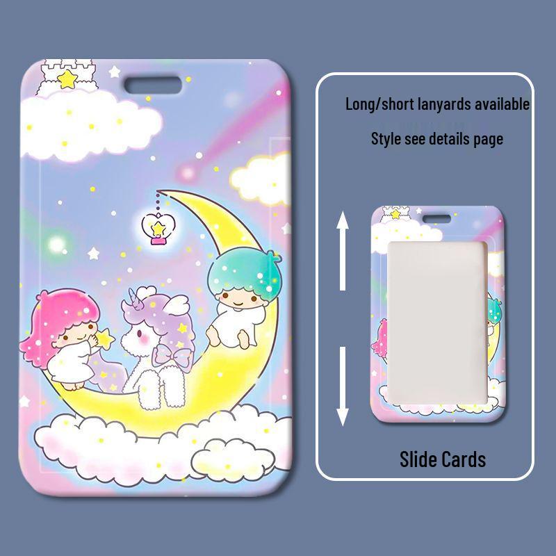 Gemini Sliding Cover ID Badge Holder - Cartoon Student School & Work Permit
