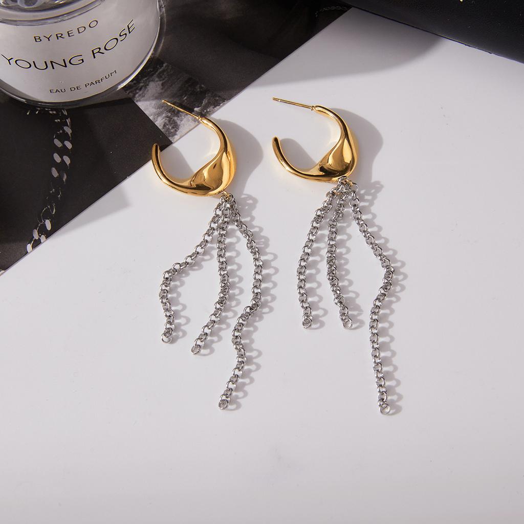 Jieding titanium steel color matching fringed earrings niche stud earrings stainless steel jewelry earrings