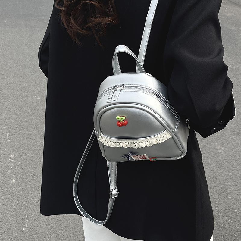 

Повседневная портативная маленькая сумка для девочек, женский новый модный кружевной рюкзак серебряный