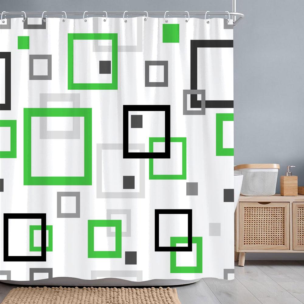 Abstract Geometric Shower Curtain Black White Colourful Colour Block Line Simple Modern Polyester Shower Curtains Bathroom Decor