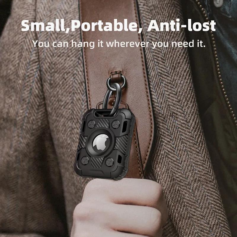 For AirTag Soft Silicone Protective Case With Keychain Tank Armor GPS Anti-lost Shockproof Cover For Apple Air Tags TPU Device