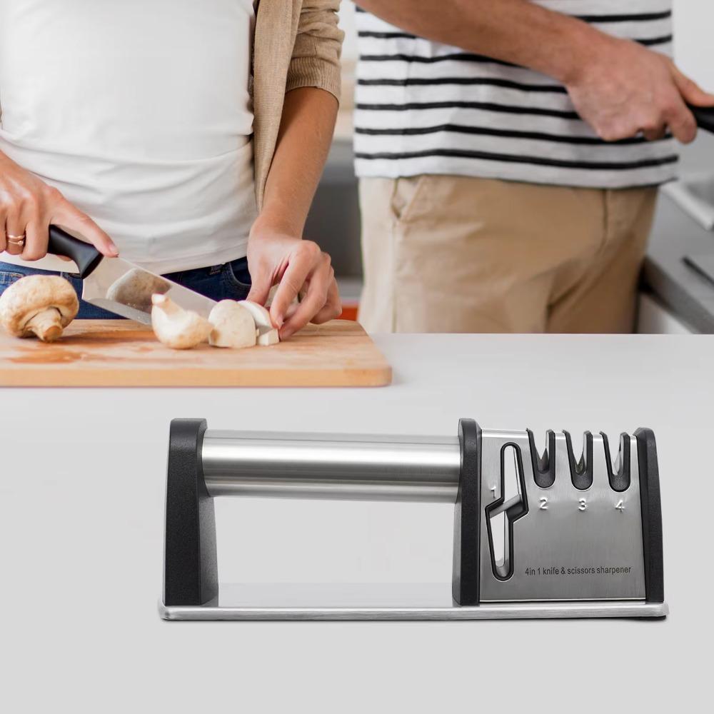Professional Kitchen Sharpening Stone Manual Whetstone Kitchen Gadgets 4 In 1 Sharpener Restaurant