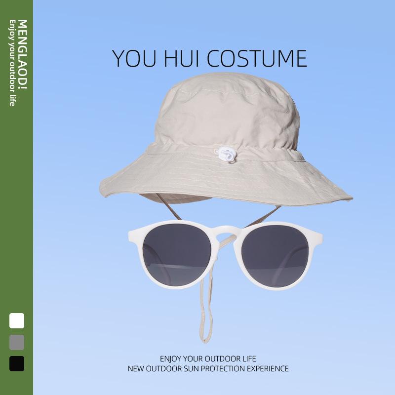 Barn enfärgad bucket hat sommar stor brätte UV-skydd solhatt söt baby mode mångsidig strandhatt