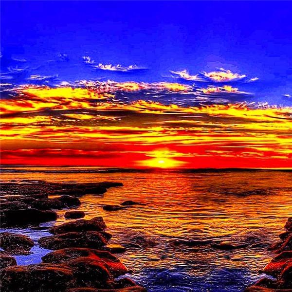 Full Round Diamond Painting Landscape Seaside 5D DIY Diamond Embroidery Sale Mountain Mosaic Handmade Gift