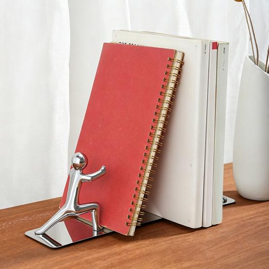 1 Pair Stainless Steel Bookend Stable Load-bearing Bookend for Bookshelves And Desks Creative Desktop Ornament Modern Office Decor