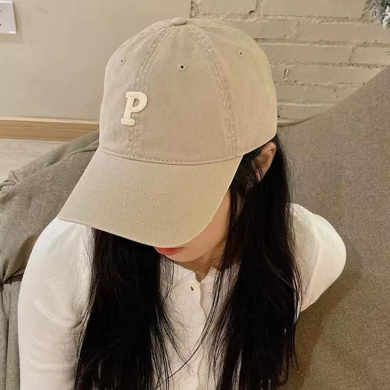 Letter P Cotton Baseball Hat For Women Men Solid Color Snapback Duck Tongue Hats Outdoor Sports Sunshade Dad Trucker Peaked Cap