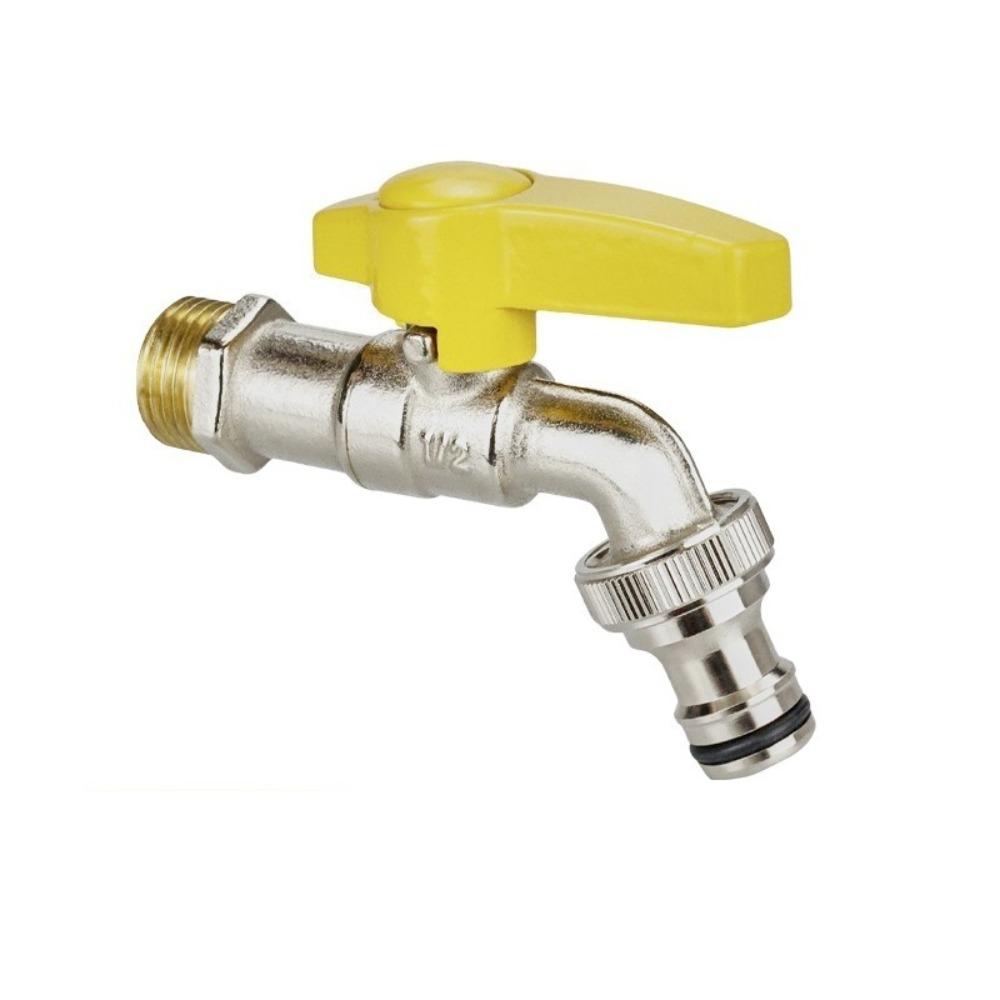 

Brass Water Faucet Garden Tools 1/2 inside & outside Easy Turn On/Off Lever Handle Watering Supply Ball Valve жовтий
