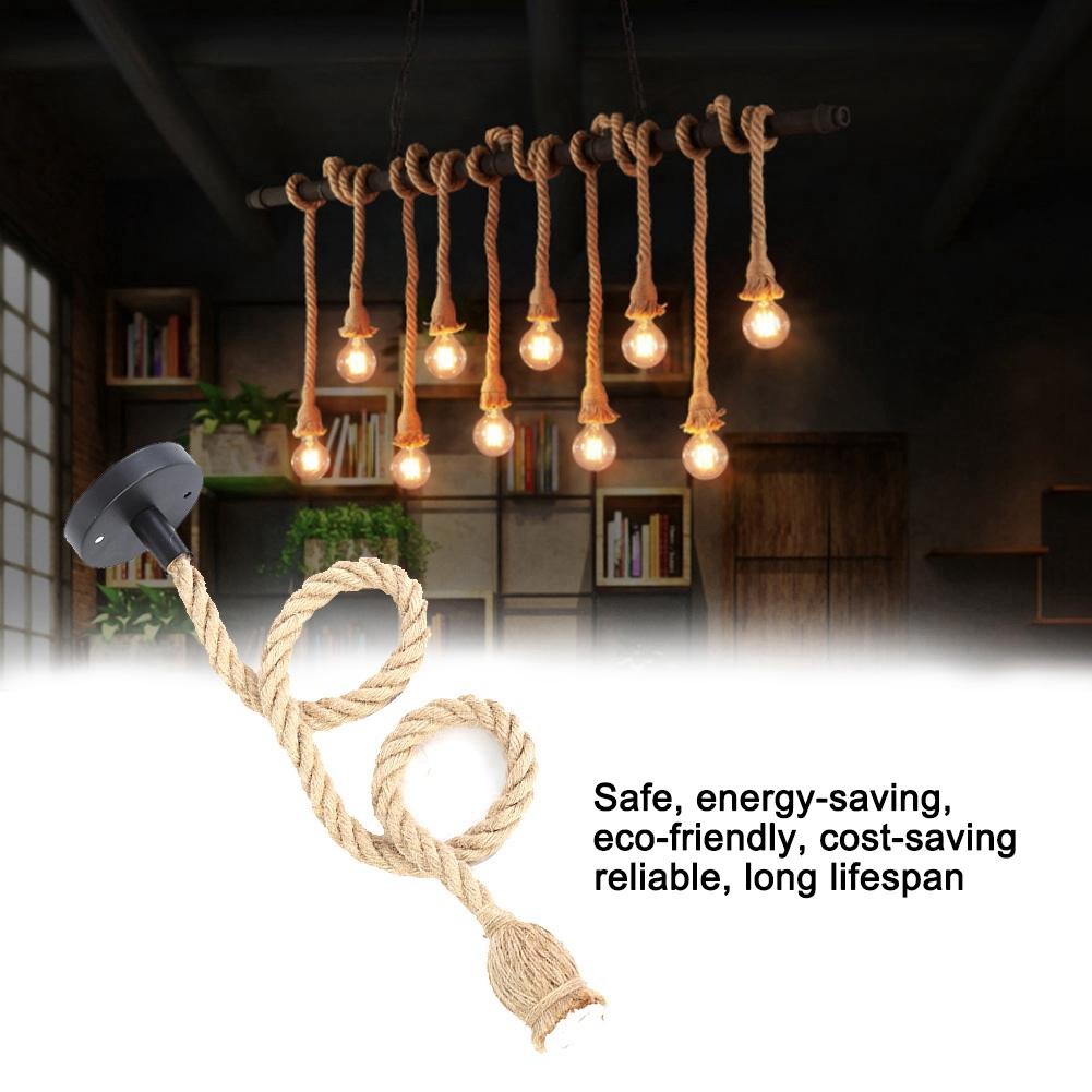 E27 Lampensockel 1m Hanfseil Kabel Elektrodraht DIY Anhänger Dekorative Lampenfassung (1 Halter)