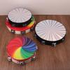 8/10 In Wooden Tambourine Handbell Hand Drum W/ Double Row Jingles Laser/Rainbow Drum Head Musical Percussion Instrument