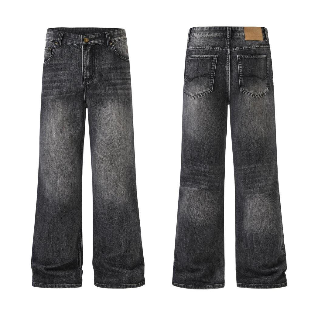 Xxbro Herren Amerikanische High Street Gewaschene Bambus-Baumwolle Schlaghose mit weitem Bein