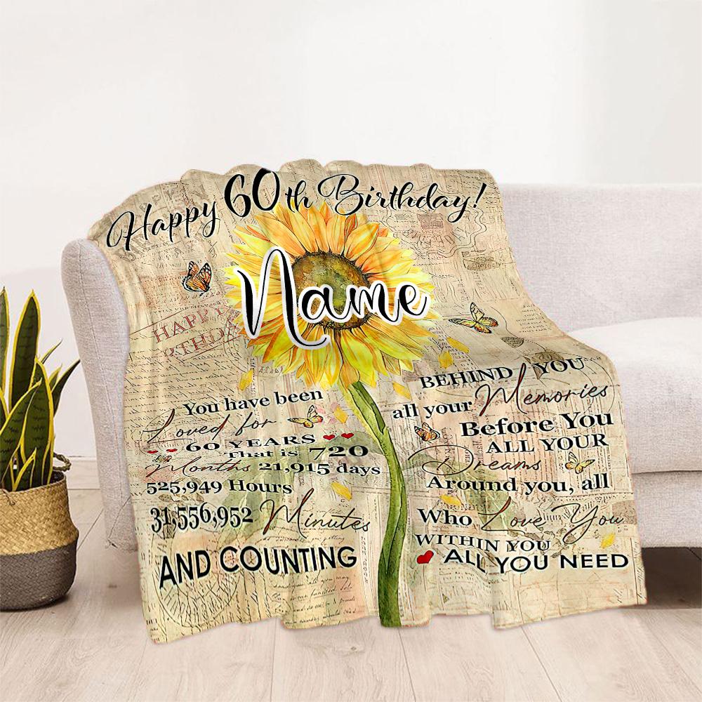 Birthday Style Customize Text Blanket Throw Personalized Blanket Soft Warm Cozy for Picnics Bedding Seaside Living Room Ideal for All Seasons