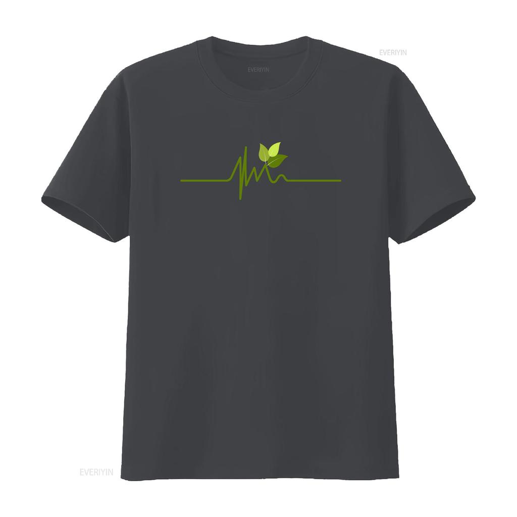 Womens Vegan Love Heartbeat Image T Shirt Eco Friendly Stylish vintage Washed homme Soft Slightly Unisex fashion Comfortable