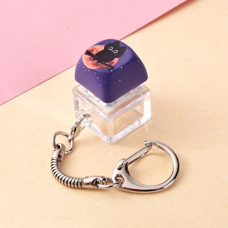 Halloween Mechanical Keycap Keychain, Portable Fidget Finger Toy Pressable Button for Office Travel Anxiety Relief Party Favor