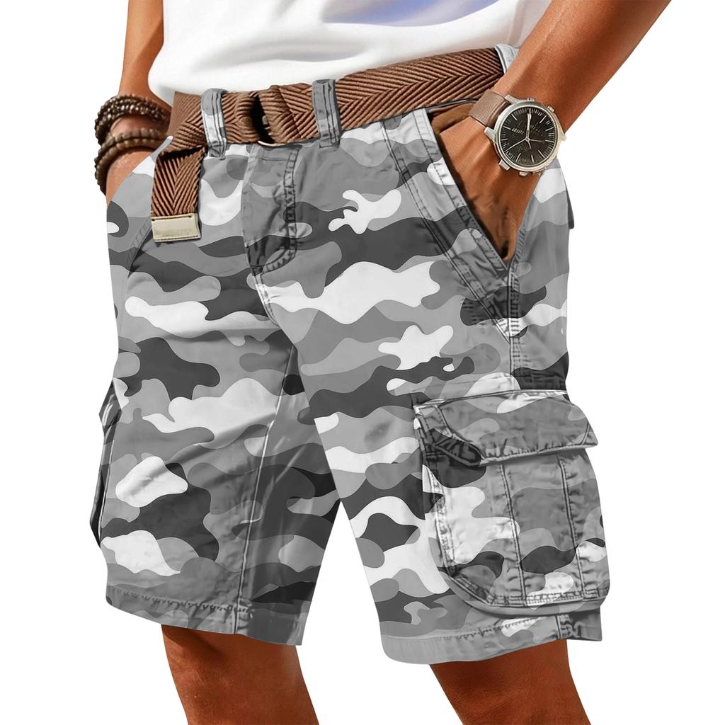 Men's Casual Trend Camouflage Print Shorts - Men's Multi-pocket Workwear Sports Shorts (without Waistband)