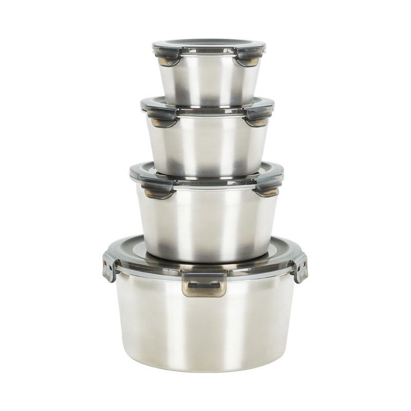 Customizable Stainless Steel Round Sealed Lunch Box for Work and Fresh-Keeping