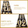 6Pcs Black Gold New Year Party Hats Paper Cone Hats Adults Lightweight Comfortable Design Suitable for Countdown Parties Family