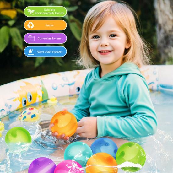 Refillable Water Balloons Quick Fill Soft Silicone Water Play Toy Summer Beach Pool Party Game for Kids Adults