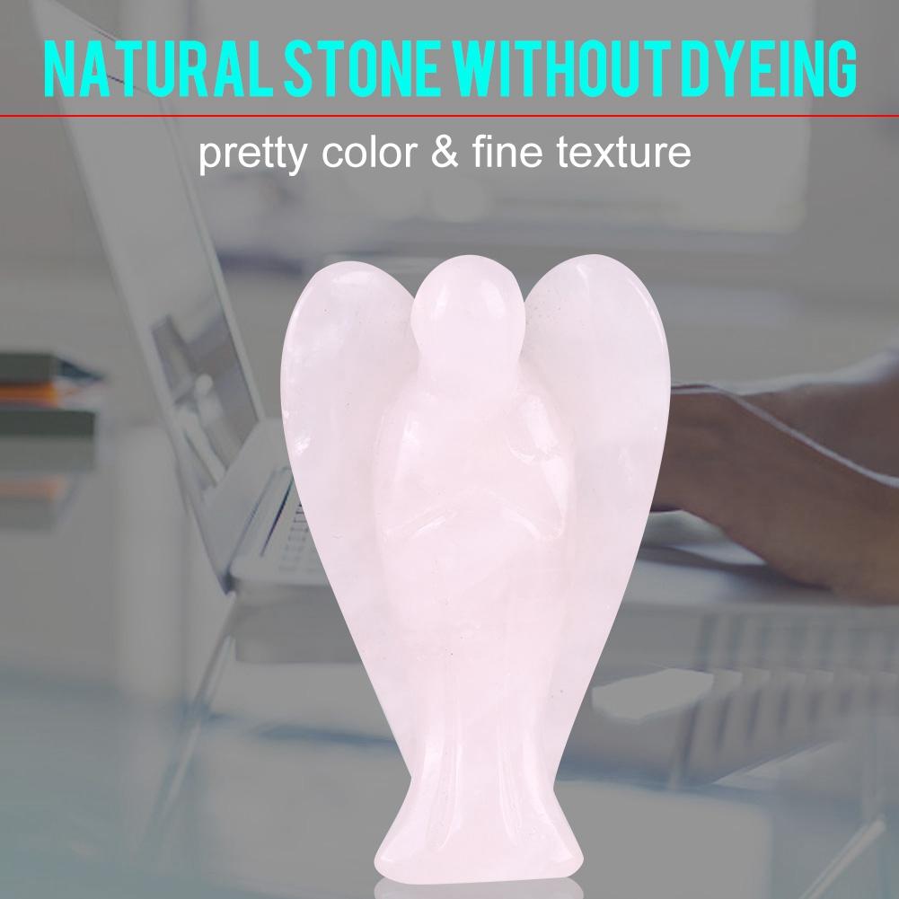 Pink   Quartz Carved Angel Decoration Healing Stone Gemstone Decor, Perfect Gift for Family Friends